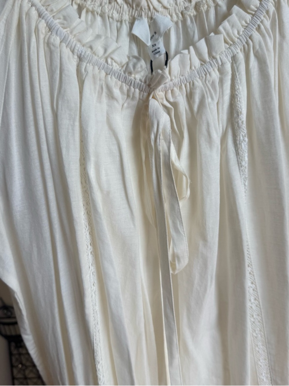 NWT A Loves A Cream Cotton Maxi Dress Boho Peasant Tiered Lace Trim 100% Cotton - Picture 5 of 9